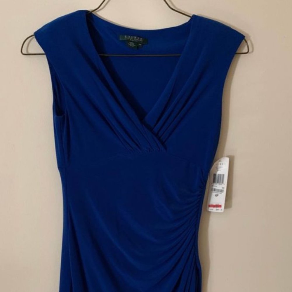 Ralph Lauren Cap-Sleeve Empire-Waist Blue Dress